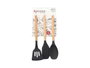 KINVARA Set de 3 Palas de Cocina de Silicona y Madera Negro/Marrón