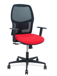 PIQUERAS Y CRESPO Silla Alfera con Mecanismo Sincro, Malla Negra y Asiento Rojo