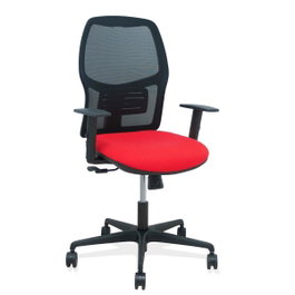 PIQUERAS Y CRESPO Silla Alfera con Mecanismo Sincro, Malla Negra y Asiento Rojo