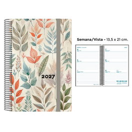 SENFORT Agenda Anual 2027 Decorada con Espiral y Tapa PP