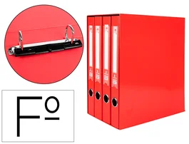 Liderpapel Modulo 4 archivadores folio 2 anillas mixtas 25mm rojo
