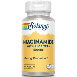 SOLARAY Niacinamide (Vitamina B3) 500 mg con Aloe Vera - 100 Cápsulas Vegetales