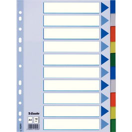 Separadores Esselte Pp A4 10 Pestañas 11 Taladros Con Ind.Col.