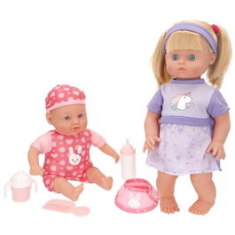 Color Baby Set de 2 Muñecas Bebé de 42 cm y 30 cm con Accesorios