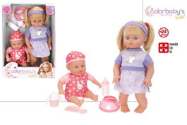 Color Baby Set de 2 Muñecas Bebé de 42 cm y 30 cm con Accesorios