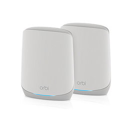 NETGEAR Orbi RBK762S - Sistema Mesh Wi-Fi 6 AX5400 Tribanda, Cubre 350 m2, 75 Dispositivos, Asistente Alexa/Google, Blanco