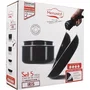Menastyl 6020437 Batería de Cocina para Inducción de Aluminio Antiadherente, 5 Piezas, Mango Extraíble, Negro