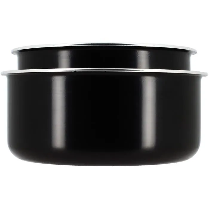 Menastyl 6020437 Batería de Cocina para Inducción de Aluminio Antiadherente, 5 Piezas, Mango Extraíble, Negro