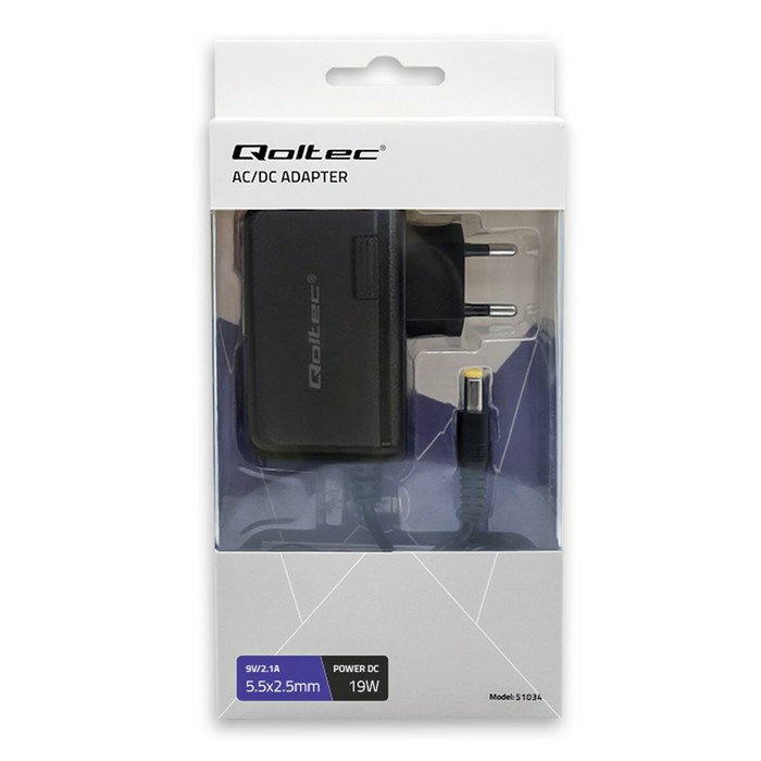 Qoltec Adaptador de corriente 19W 9V 2.1A 5.5*2.5 mm Qoltec Adaptador de corriente 19W 9V 2.1A 5.5*2.5 mm