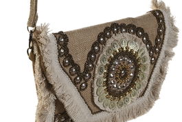 DKD Home Decor Bolso Mediterraneo Yute Blanco Beige 4 x 25 x 33 cm (4 Unidades)