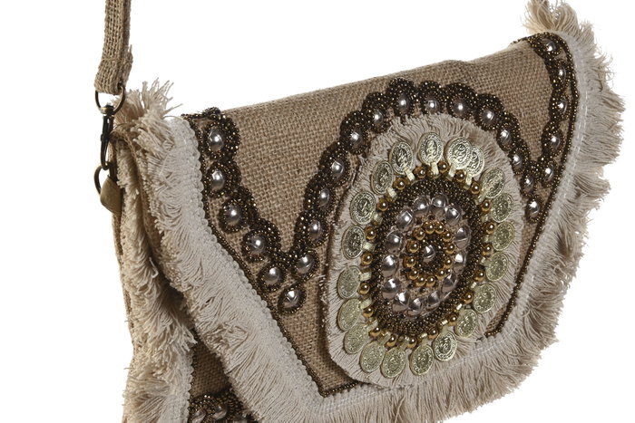 DKD Home Decor Surtido de 2 Bolsos de Viscosa 33x4x25 cm en Blanco y Beige DKD Home Decor Surtido de 2 Bolsos de Viscosa 33x4x25 cm en Blanco y Beige