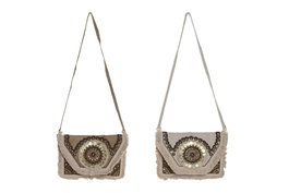 DKD Home Decor Surtido de 2 Bolsos de Viscosa 33x4x25 cm en Blanco y Beige
