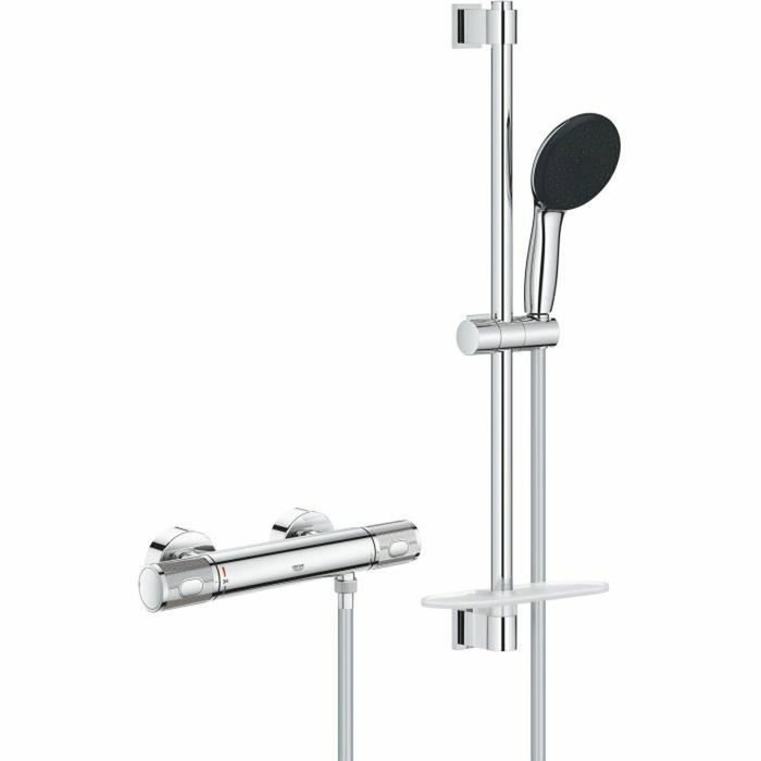Grohe 34791001 Set de Ducha Termostático con Rociador 3 Chorros, Barra 60cm y Flexo, Ahorro Agua, Cromo Grohe 34791001 Set de Ducha Termostático con Rociador 3 Chorros, Barra 60cm y Flexo, Ahorro Agua, Cromo