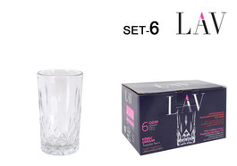 Lav Set 6 Vasos 104 cc Colección Odin. Ancho 5 cm, Alto 9 cm, Largo 5 cm. (12 Cajas)