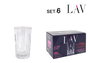 Lav Set 6 Vasos 104 cc Colección Odin. Ancho 5 cm, Alto 9 cm, Largo 5 cm. (12 Cajas)