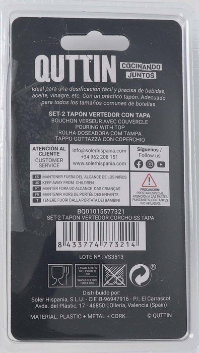 Quttin Set de 24 Tapones Vertedores para Corcho y Tapas Quttin