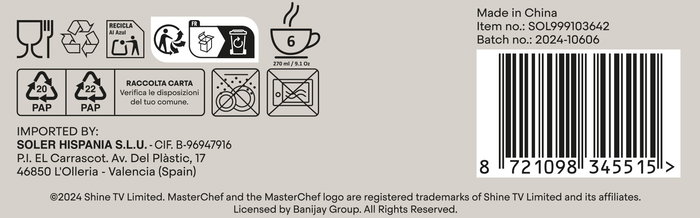 Masterchef Cafetera 6 Tazas Inducción 10 cm x 18 cm x 16,3 cm (6 Unidades)