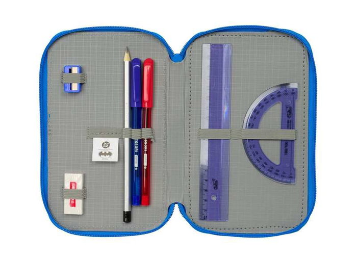 Safta Plumier Triple 37 Pcs Batman Preescolar 12,5x19,5x5,5 cm