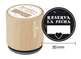 WOODIES BY COLOP Sello de madera Ø30mm con mensaje Reservad la fecha
