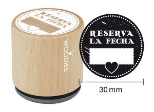WOODIES BY COLOP Sello de madera Ø30mm con mensaje Reservad la fecha WOODIES BY COLOP Sello de madera Ø30mm con mensaje Reservad la fecha