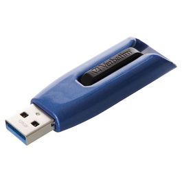 Verbatim V3 Max Stick USB 3.2 Gen 1 de 128 GB, Negro/Azul, Velocidad de Lectura 175 MB/s