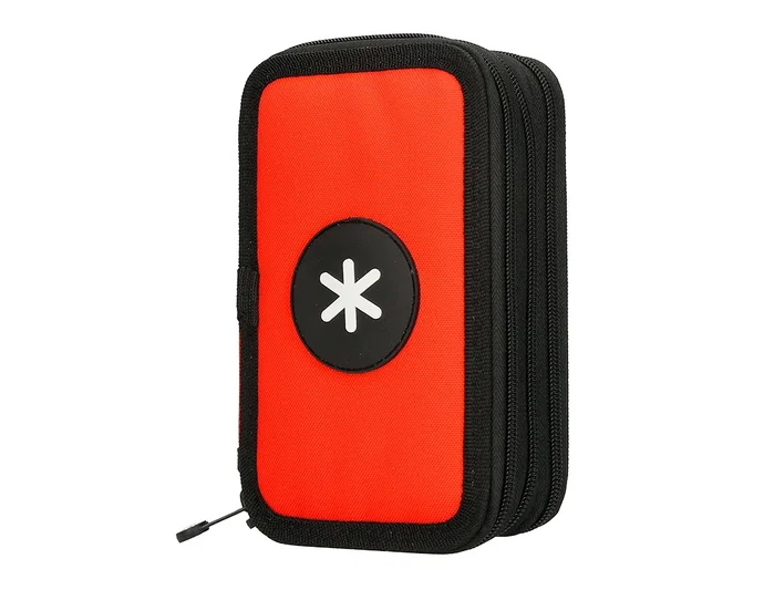 Antartik Estuche Escolar Triple Cremallera Rojo 36 Piezas