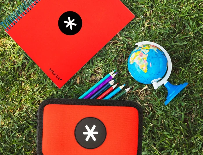 Antartik Estuche Escolar Triple Cremallera Rojo 36 Piezas