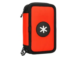 Antartik Estuche Escolar Triple Cremallera Rojo 36 Piezas