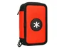 Antartik Estuche Escolar Triple Cremallera Rojo 36 Piezas