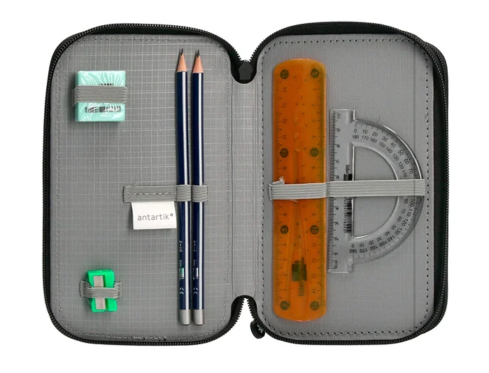 Antartik Estuche Escolar Triple Cremallera Rojo 36 Piezas