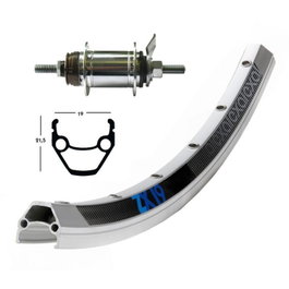 Exal ZX 19 Llanta 28 pulgadas 1.75 Aluminio Plata 36 Agujeros Ojetes V-Brake Delantera ETRTO 622-19