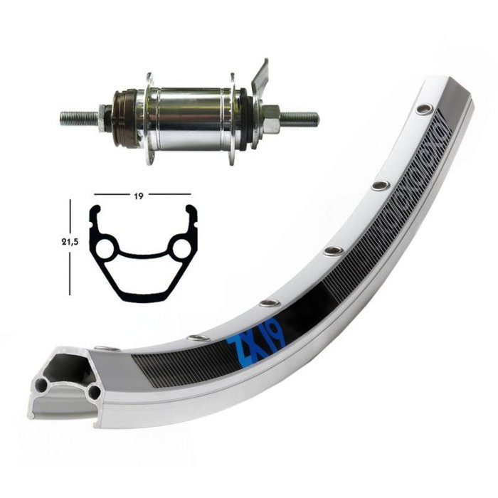 Exal ZX 19 Llanta 28 pulgadas 1.75 Aluminio Plata 36 Agujeros Ojetes V-Brake Delantera ETRTO 622-19 Exal ZX 19 Llanta 28 pulgadas 1.75 Aluminio Plata 36 Agujeros Ojetes V-Brake Delantera ETRTO 622-19
