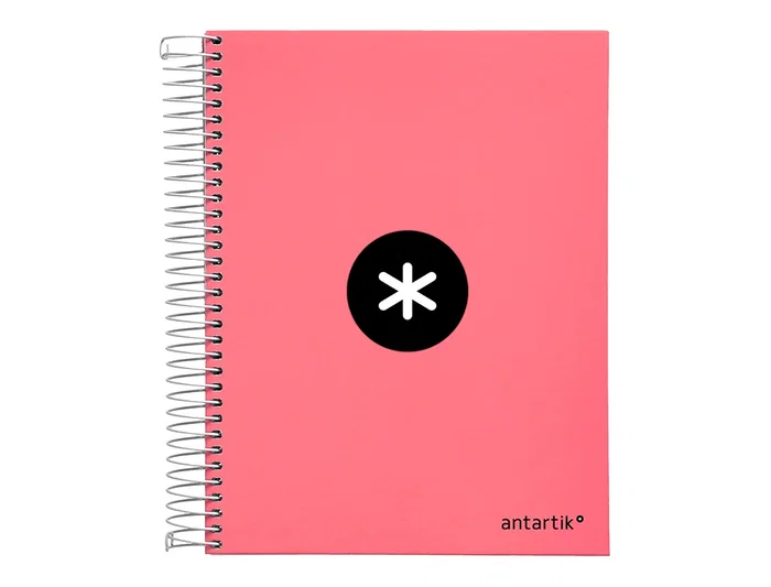 Antartik Cuaderno Espiral A5 Micro 120 Hojas 90gr Cuadro 5mm 5 Bandas 6 Taladros Color Coral