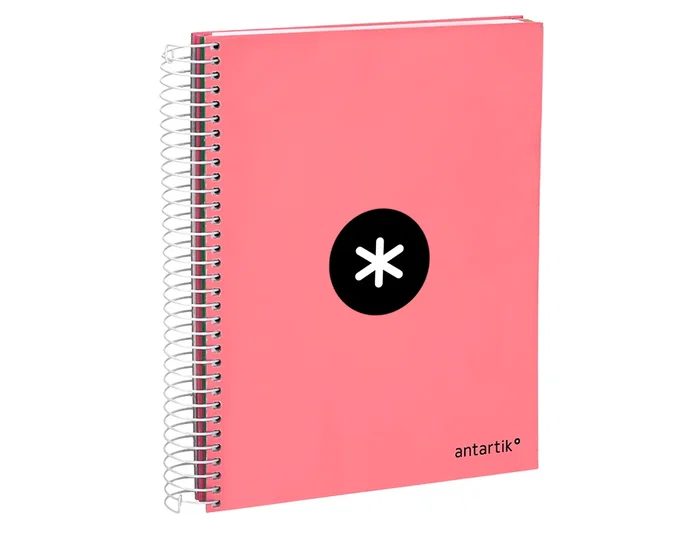 Antartik Cuaderno Espiral A5 Micro 120 Hojas 90gr Cuadro 5mm 5 Bandas 6 Taladros Color Coral