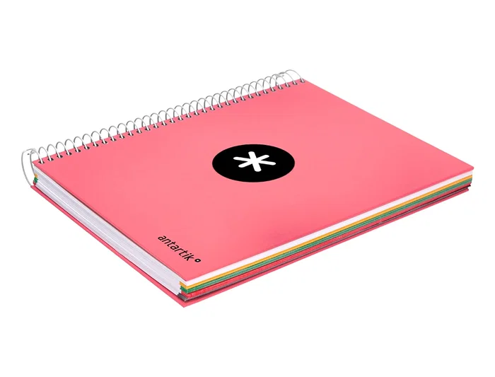 Antartik Cuaderno Espiral A5 Micro 120 Hojas 90gr Cuadro 5mm 5 Bandas 6 Taladros Color Coral