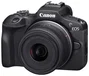 Canon EOS R100 con kit de objetivos RF-S 18-45mm y RF-S 55-200mm, Negro