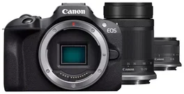 Canon EOS R100 con kit de objetivos RF-S 18-45mm y RF-S 55-200mm, Negro