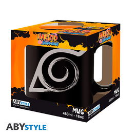 ABYstyle Taza Naruto Shippuden Konoha 460 mL - Taza de Cerámica con Emblema y Sello del Kyubi - Licencia Oficial - Capacidad 460 ml