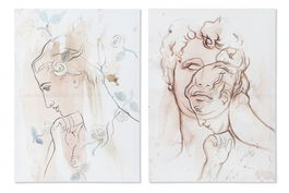 DKD Home Decor Cuadro Neoclásico Beige Lienzo MDF 1.8 x 70 x 50 cm (2 Unidades)