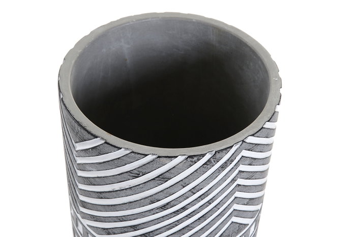 DKD Home Decor Macetero Boho Gris Blanco Cemento y Pino 14.3 x 26.2 x 14.3 cm (2 Unidades)