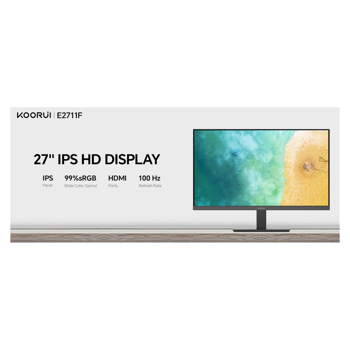 Koorui E2711F Monitor de Oficina IPS de 27" Full HD 100Hz, AMD FreeSync Premium, 6 ms, 99% sRGB, VESA 100x100, Negro Koorui E2711F Monitor de Oficina IPS de 27" Full HD 100Hz, AMD FreeSync Premium, 6 ms, 99% sRGB, VESA 100x100, Negro