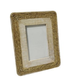 DKD Home Decor Marco de Fotos 10x15 Mango y Cuerda Natural