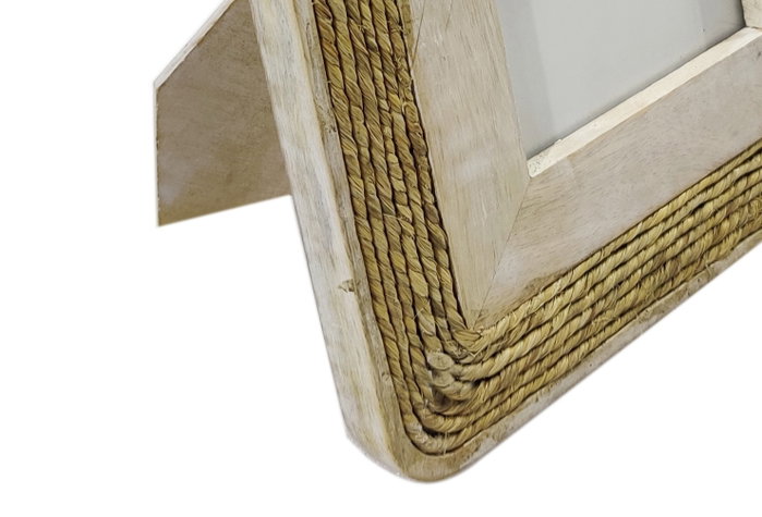 DKD Home Decor Marco de Fotos 10x15 Mango y Cuerda Natural