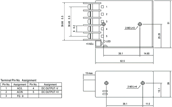 MEAN WELL RS-15-3.3 Alimentador de impulso 9,9W 3,3VDC 3A