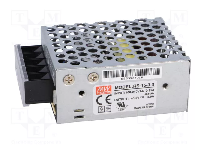 MEAN WELL RS-15-3.3 Alimentador de impulso 9,9W 3,3VDC 3A