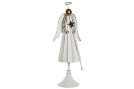 DKD Home Decor Decoración Navidad Moderna Blanco Dorado Metal Ángel 15 x 55.5 x 22 cm (2 Unidades)