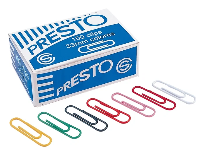 Presto Clips Colores Surtidos Nº 2 de 33 mm Presto Clips Colores Surtidos Nº 2 de 33 mm