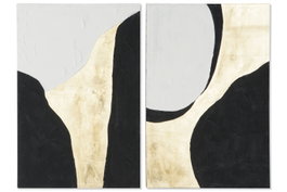DKD Home Decor Cuadro Abstracto Lienzo y MDF Negro Dorado 2.8 x 90 x 60 cm (2 Unidades)