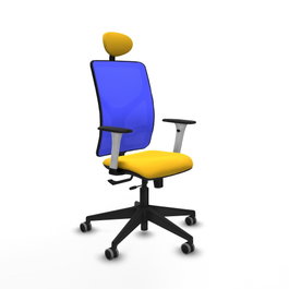 PIQUERAS Y CRESPO Silla de oficina Motilla con mecanismo Sincro/Traslack Amarillo y Azul