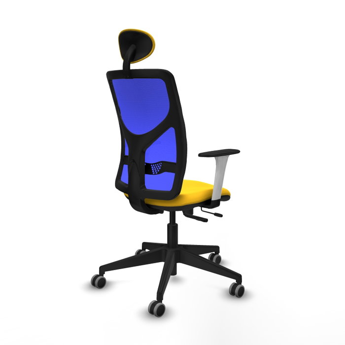 PIQUERAS Y CRESPO Silla de oficina Motilla con mecanismo Sincro/Traslack Amarillo y Azul